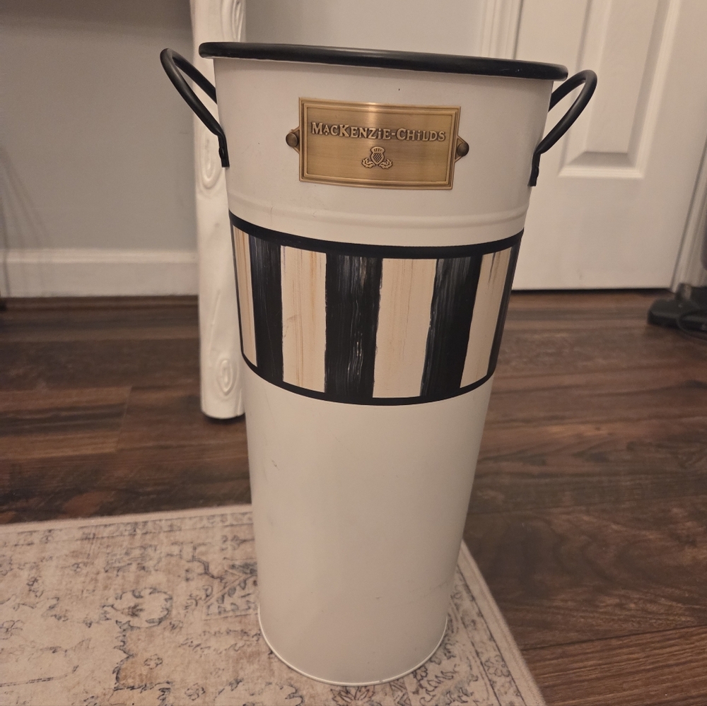 Mackenzie-Childs Black and White Galvenized Flower Bucket